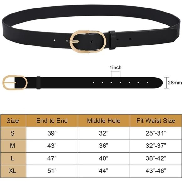 3 Pack Women\'s Leather Belts Jeans Pants Fashion Gold Buckle Ladies Dress Belt